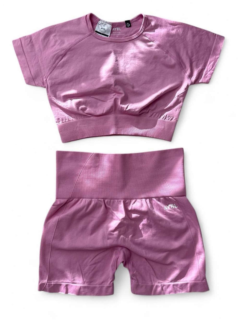 AYBL Pink Workout Set - Bike Shorts & Crop Top